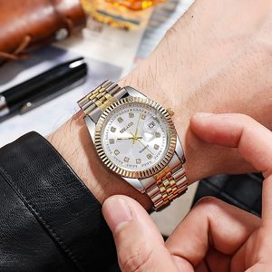 New Fashion Luxury Brand Watches Men's 2021 Golden Full Steel Quartz Wrist Watch For Men Date Business Clock Relogio Masculino