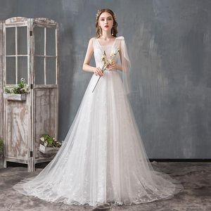 Other Wedding Dresses Bride Slim Illusion Simple Dress Sexy V Neck With Small Train Lace Flower Up Plus Size Robe De MarieeOther