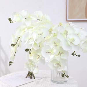 Dekorative Blumenkränze, weiße Orchideenseide, Phalaenopsis-Blume, künstliche Orchideen, 8 Stiele für Hochzeits-Mittelstücke, Empfangsdekorationen