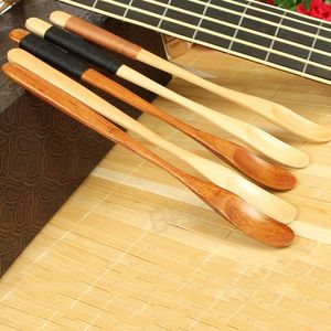 Wholesale teaspoon scoop resale online - Wooden Coffee Stirring Spoon Milk Honey Spoons Eco friendly Long Handle Soup Scoop Cake Dessert Teaspoon Kitchen Tableware BH6580 TYJ