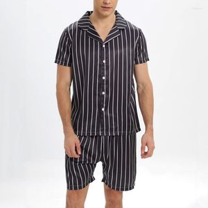 Męskie dresy męskie zestawy w paski luźne otwarte szwy krótkie koszulę mody szorty plażowe oddychające swobodne męskie piżamę domowe wtul