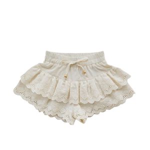 Summer Cotton Ruffle Baby Girls Shorts Girls Lace Ruffle Shorts Kids Hollow Out Double Layers Pants 1-13Yrs Children Short CL921 220707