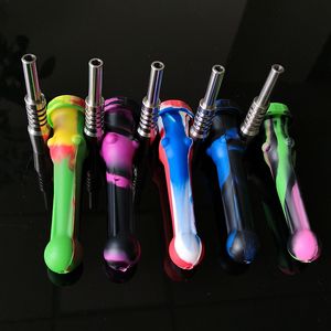 Narghilè colorati in silicone Accessori per fumatori Bong in vetro per acqua Dab Rigs Domeless con chiodi in titanio Oil Rig SP224