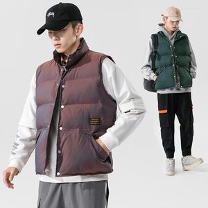 Men's Down Down Parkas Winter Winter Sleesess Puffer Jacket for Men 2022 Moda Tendência Reflexiva Vesto acolchoado Harajuku Fluffy Streetwear W