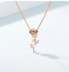 Подвесные ожерелья из розового золота цвет рубиновый жемчужный ожерелье циркона