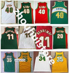 Mens Vintage 11 Detlef Schrempf Verde Bianco Rosso 20 The Glove Gary Payton 40 Reign Man Shawn Kemp 34 Ray Allen Kevin 35 Durant Shirt St maglie