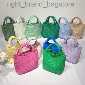 2022 Brand Design Weave Knit Tote Bag Donna Luxury Soft Leather Handle Borsa Donna Casual OL Shopping Borsa a tracolla W220810