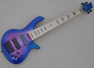 5 Strings Colorful Electric Bass Guitar with Flame Maple Veneer,Maple Fingerboard,Active Circuit,Abalone Inlay,Can be Customized As Request