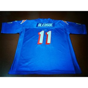 Mit RARE blue Custom Men #11 Drew Bledsoe Team Issued 1990 White College Jersey size s-XXXL or custom any name or number jersey