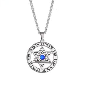 Pendant Necklaces Explosive Angel Eye Stainless Steel Blue Diamond Lucky Hexagonal Titanium Men's Necklace Valentine's Day JewelryPendant