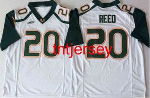 Anpassade nya herrar Miami Hurricanes White #20 Reed Football Jersey Men Women Youth Lägg till valfritt namn XS-5XL