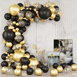 Black Gold Balloon Garland Arch Confetti Latex Baloons examen Happy 30th 50th 50th Birthday Party Decor vuxna Baby Shower 220527