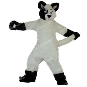 Halloween White Long Fur Husky Fox Dog Mascot Costume Cartoon Anime theme character Adults Size Christmas Carnival Birthday Party Outdoor Outfit
