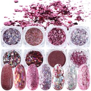 Nagelglitter holographische Kunst Pigmentpulver 3D bunte Pailletten Flitter polnische Maniküre Dekorationen SA1506-05-1 Prud22