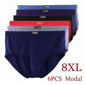 8XL-XL 6 pezzi modale taglie forti oversize intimo uomo slip brevi pantaloncini comfort maschile T220816