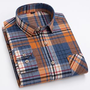 Camicia a quadri casual firmata da uomo Design classico a quadri Manica lunga 100% cotone Uomo per il tempo libero con tasca frontale Consiglia