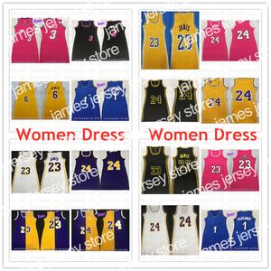 James Women Dress Basketball 6 23 lbj 24 Black Mamba 3 Wade STitched Jerseys Factory al por mayor S-XL de alta calidad