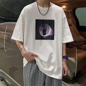 HybSkr Lonely Boy Graphic Maglietta da uomo a maniche corte T-shirt Moda Casual Oversize T Shirt in cotone Maschile Abbigliamento da uomo coreano 220520