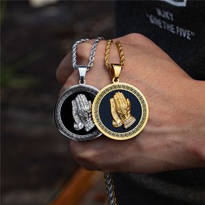 Brand Designer Round Coin Necklace Fashion Circle Gold Steel Hip Hop Rock Jewelry for Men 60cm Chains