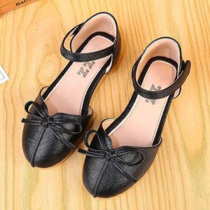 2022 Весна Summer Girls Flat Princess Sandals Fashion Bownot The Middler Shoes Kids For Party Wedding Single L220716