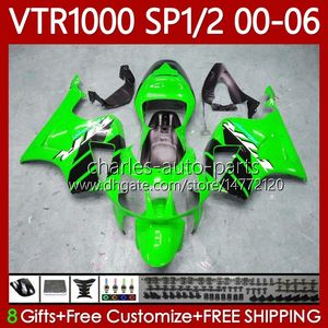 Carene OEM per HONDA VTR RTV 1000 VTR1000 2000 2001 2002 2003 04 05 06 Corpo 123No.208 RC51 SP1 Verde nero RTV1000 00-06 SP2 VTR-1000 00 01 02 03 2004 2005 2006 Carrozzeria