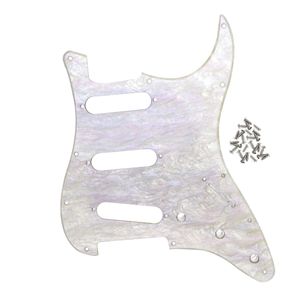 11 Hole SSS Pickguard Scratch Plate 1Ply with Screws for Electric Guitar Parts,White Abalone Shellfish Color