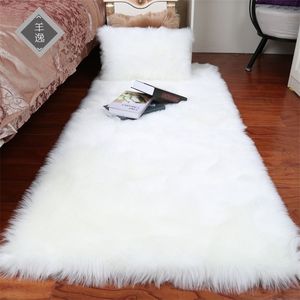 Plush Sheepskin For Bedroom Carpet Long Hair Bedside Mat Floor Hairy White Rugs Red Living Room Fur Kids Carpets 220811