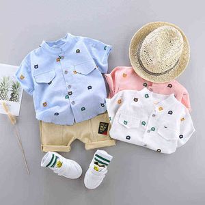Baby Boy Summer Clothing Zestaw Toddler Boy Shirt+Shorts Bawełniany rękaw Bawełniany dla dzieci Suit Children Odzież dla chłopców strój 1-4 lata G220509