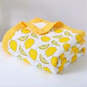 Summer Four Layers Bamboo Fiber Muslin Swaddle Baby Blankets Swaddle Wrap for born Baby Thin Air Condition Blanket Bath Towel 220816