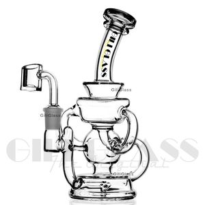 8 pollici Recycler bong Vetro Dab Rig becher Oil Rigs Tubo dell'acqua banger al quarzo inebriante Bong Accessori per fumatori Dabber narghilè tubi cera perc narghilè