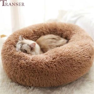 Transer 11Color Round Shape Fluffy Plush Puppy Dog Bed Pet Cat Dogs House Liten Dog Kennel Cushion Sleeping Beds Pet Mats 912 201225