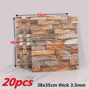 20pcs 3D Brick Wall Stickers Papel de Parede Sala de Estar Quarto TV Decoração da Parede XPE Espuma Impermeável Parede Pegatinas Pared Autoadesivo 220504