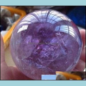 Arts And Crafts Arts Gifts Home Garden Natural Amethyst Quartz Stone Sphere Crystal Fluorite Ball Healing Gemstone 18Mm-20Mm Gift For Fam