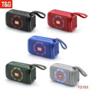 TG193 Taşınabilir Bluetooth Mini Hoparlör LED Işık Kablosuz Hoparlörler Su Geçirmez Açık Subwoofer Boombox Spor Müzik Merkezi