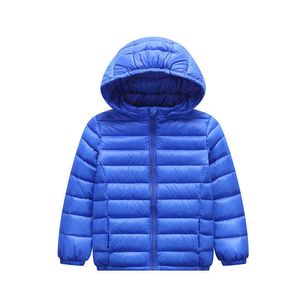 Winter Kids Boys Kurtki moda Soild Color Down Jacket dla dziewcząt ciepła kurtka dzieci z kapturem Dzieci Casual Jacket J220718