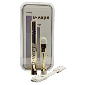 U VAPE mAh Vape Pen Battery Kits Rechargeable E Cigarettes With USB Charger ml ml Ceramic Coil Empty Glass Cartridge Vapor Crystal Box Packing
