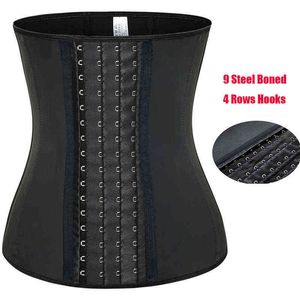 Latex Waist Trainer for Women 9 Steel Boned Underbust Corsets and Bustiers Waist Cincher Tummy Body Shaper Belt Fajas T220805