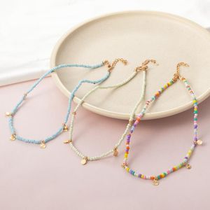 Chokers Summer Bohemian Beads Naszyjniki małe okrągłe nasiona modne święta morze plażowa biżuteria dla kobiet dziewczęcych