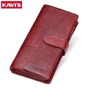 Women's Leather Long Wallets European and American Fashion First Layer Leather Multi-Card Clutches Casual Coin Bags