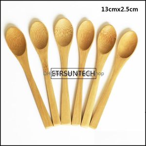 Spoons talheres 8 tamanho pequeno bambu natural eeo amig￡vel mini mel de cozinha de caf￩ colher de ch￡ de caf￩ sorvete infantil