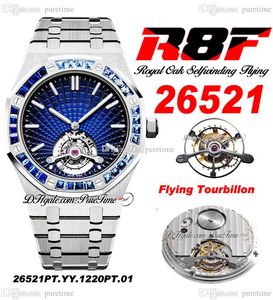 R8F 2652 Extra tunn handlindande Tourbillon Mens Watch 41mm SIHH Mechanical Diamonds Bezel D-Blue Dial rostfritt stålarmband Super Edition PureitMe C3