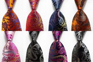 Bow Ties Fashion Paisley Tie Men's 9cm Silk Necktie Set Black Pink Red JACQUARD WOVEN 100% NecktieBow Enek22