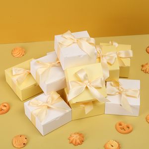 Bow Ribbon Cookie Box Candy Boxes Birthday Wedding Party Favor Chocolate Candy Bridal Shower Presentväskor Party Supplies MJ0504