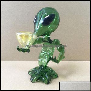 Tubos de fumantes Acessórios Doméstimos Domésticos Garden Home Garden Alien Glass Pipe água de 18 cm de altura Green G Spot Bong Drop Delivery 2021 SWGNR