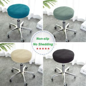 Fodere per sedie Stretch Elastic Bar Stool Cover Jacquard Spandex Anti-Sporco Rotondo per Home Office Decor Tinta unita SlipcoverChair