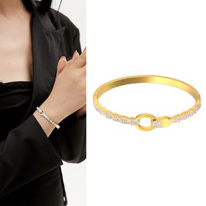 Pulseiras clássicas de pulseiras CZ Full para mulheres meninas de aço inoxidável pulseira de cristal de jóias africano dubai braça de bracelete de natal cristal feminino casal de casal