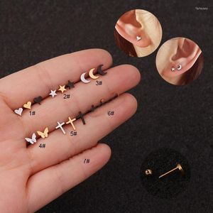 Stud Heart Star Moon Cross Butterfly Butterfly Gold Black Cz Piercing Cartilagem Earring Conch Rook TRAGUS EAR JOENSTUD