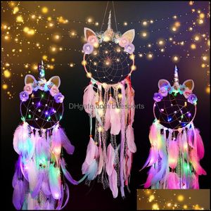 Arts And Crafts Arts Gifts Home Garden Dream Catcher Kawaii Room Decor Christmas Decoration Wall Hanging Newbaby Bedroom Led Gift Dreamca