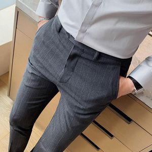 Męskie garnitury Blazers w paski spodnie jesień wielkie wygodne elastyczne spodnie LEG Casual Pants ciemnoszary uprawiaj moralność th th