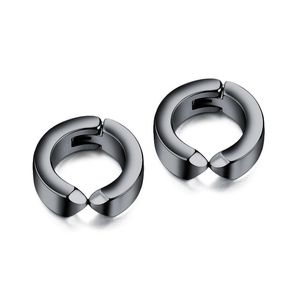Clip-on & Screw Back Cyue Punk European Fashion 316l Stainless Steel Clip Earrings Trendy Accessories Black/steel For Men Jewelry Cse21010